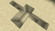 The hole dug for the internals of the door (Image via Minecraft)
